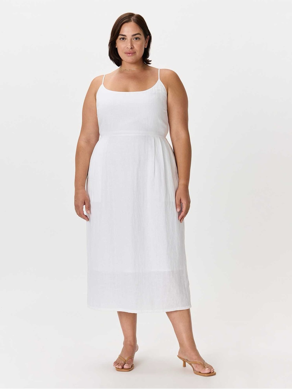 Quince 100% European Linen Scoop Neck Midi Dress